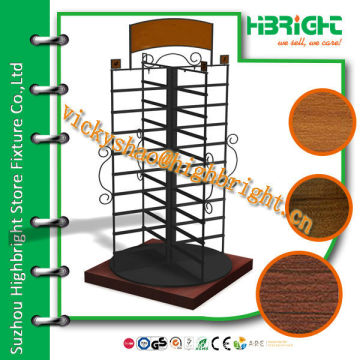 four sided rotating floor board rack with advertising top